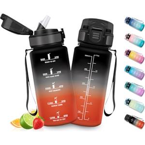 HoneyHolly Borraccia Bambini 500 ML, Borraccia Palestra con Orari per Bere, Bottiglia Motivazionale senza BPA con Cannuccia, Bottiglia Acqua per Scuola, Trekking, Asilo