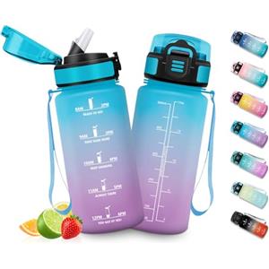 HoneyHolly Borraccia Bambini 500 ML, Borraccia Palestra con Orari per Bere, Bottiglia Motivazionale senza BPA con Cannuccia, Bottiglia Acqua per Scuola, Trekking, Asilo