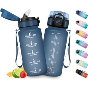 HoneyHolly Borraccia Bambini 500 ML, Borraccia Palestra con Orari per Bere, Bottiglia Motivazionale senza BPA con Cannuccia, Bottiglia Acqua per Scuola, Trekking, Asilo