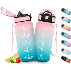 HoneyHolly Borraccia Bambini 500 ML, Borraccia Palestra con Orari per Bere, Bottiglia Motivazionale senza BPA con Cannuccia, Bottiglia Acqua per Scuola, Trekking, Asilo