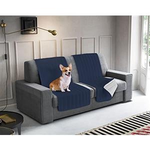 Italian Bed Linen ELEGANT Fascia Copridivano, in microfibra, Blu scuro/Grigio Chiaro, 60 x 190 cm