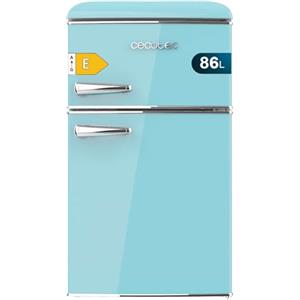 Cecotec Mini Frigorifero Retro Bolero Coolmarket 2D Origin 86 Blue E. Due Porte Blu di 89,3cm di Altezza e 48,7 di Larghezza con Capacità di 86L, Classe Energetica E, Led Interno e Maniglia Cromata