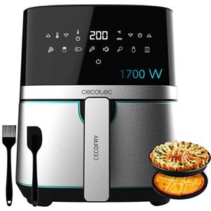 Cecotec Friggitrice ad Aria 5,5L - Air Fryer Cecofry Full Inox 5500 Pro. 1700W, senza Olio, Digitale, Touch, Finiture in Acciaio Inox, PerfectCook, Termostato, 8 Modalità, Accessori in Silicone