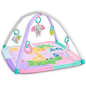 Bright Starts FoldAway Wild Wiggles Sweet Safari - Palestrina multiattività compatta per bambine, con 5 giocattoli inclusi, 0+ mesi