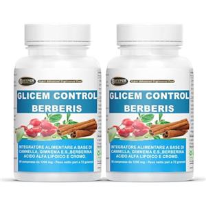 Hyper Glicem Control Berberis 2 Box da 60 Cpr - Integratori per Glicemia con Berberina, Gymnema, Cannella, Acido Alfa Lipoico e Cromo Picolinato - Metabolismo dei Carboidrati - Made in Italy