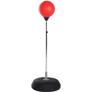 HOMCOM Punching Ball con Guantoni da Boxe e Base Riempibile ad Altezza Regolabile 126-144 cm, Sacco Boxe da Terra in Finta Pelle, Plastica e Acciaio, Rosso
