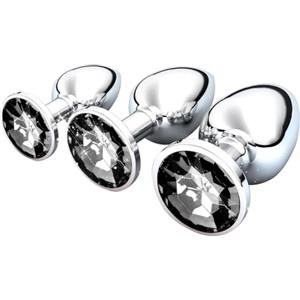 Yagaspantery 3 Pezzi Anale Metallo, Anal Butt Plug, Set Plug Anale con Cristallo Diamante, Large Medium Small Plug Anale Giocattoli del Sesso per Principianti Donne, Coppie, Uomini, Nero