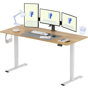FLEXISPOT 180 * 80cm Scrivania Regolabile in Altezza Con Ganci Standing Desk Scrivania Elettrica Scrivania Motorizzata(Bianco+Acero)