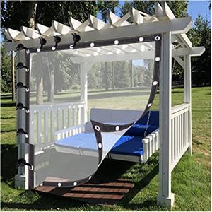 HEcSHENG Pannelli laterali impermeabili per pergola con occhielli, tende trasparenti da esterno per gazebo, giardino, telone in plastica resistente alle intemperie, personalizzabili