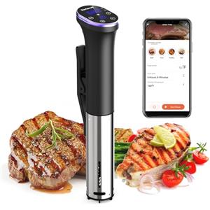 Karienvir WiFi Sous Vide Roner 1100W, Wi-Fi Roner Cucina a Bassa Temperatura con Controllo APP e Controllo Accurato Della Temperatura, LED Display, Impermeabilità IPX7, 10℃-90℃