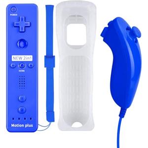 QUMOX Telecomando Wii Nunchuck con Motion Plus Compatibile con Wii e Console Wii U | Telecomando Wii con Funzione Shock Blu Scuro