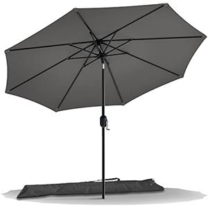 VOUNOT® Ombrellone da Giardino 270 cm, Parasole Spiaggia Inclinabile con Manovella, Protezione UV per Terrazza, Giardino, All'aperto, Grigio