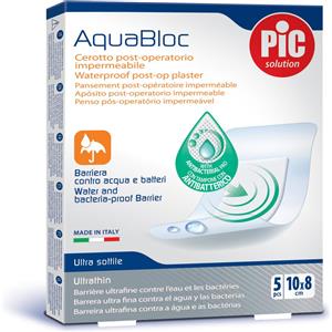 PIC Aquabloc Cerotto Impermeabile Antibatterico 10x8 cm - 5 Pezzi