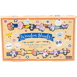 Nice Group Set di Perline di Legno Animali del Bosco - Kit Creativo per Braccialetti e Collane per Bambini con 16 Charms