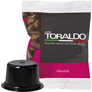 Caffè Toraldo Capsule - 100 Capsule Compatibili con Lavazza Blue, Miscela Classica, Aroma Vellutato e Retrogusto Cioccolattato