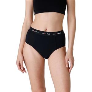 Lovable Slip Alto da Ciclo Mestruale Flusso Abbondante in Cotone | Mutande Mestruali Riutilizzabili e Assorbenti | Intimo Period Panties Donna, Nero, L