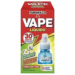 Vape Ricarica Liquida Antizanzare Herbal 30 Notti 15ml, Ricarica per Diffusore Elettrico, Repellente Zanzare 240 Ore, Ambiente Sicuro e Protetto