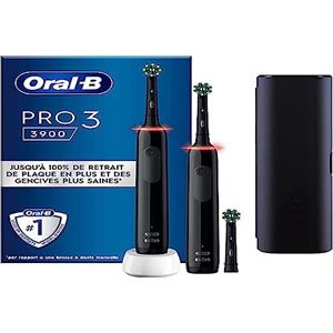 Oral-B Spazzolini Elettrici Ricaricabili Nero e Bianco Pro Series 3, 4 testine. 2 Spazzolini