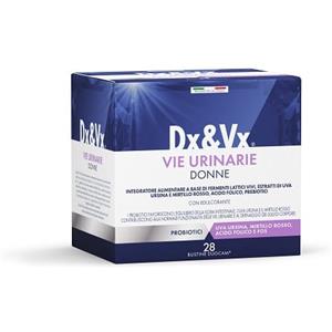 COREE Srl Dx&Vx Vie Urinarie Donne - Integratore con Fermenti Lattici, Uva Ursina e Mirtillo Rosso, 28 Bustine