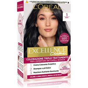 L'Oréal Paris Excellence Crema Colorazione Triplo Trattamento Nero - Copertura 100% Capelli Bianchi, Nutriente e Protettiva