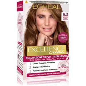 L'Oréal Paris Excellence Crema Colorazione Triplo Trattamento Biondo Scuro Dorato 6.3 - Copertura 100% Capelli Bianchi, Nutriente e Protettivo