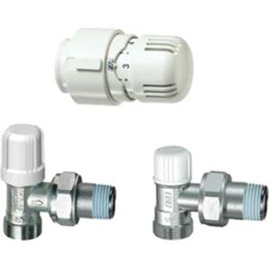 FAR Kit valvola + detentore a squadra + testa termostatica attacco rame 3/8