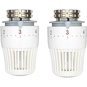 FACULX Testa termostatica per valvola del radiatore, 2 pezzi, M30 x 1,5, bronzo e plastica, valvola a globo, testa termostato, decorazione per ufficio e casa