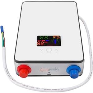 Aangeebone Scaldabagno Elettrico Istantaneo Senza Serbatoio, Digitale, Adatto per Bagno, Parrucchieri, Hotel, Centri Estetici, Scuole, Ospedali, 18,6 * 5,7 * 27,7 cm (Bianco)