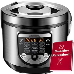 Steinborg Pentola Multiuso 18 in 1 - 900 Watt, 5 Litri, Cuoci Riso, A Vapore, Padella per Saltare, Yogurt e Pressione
