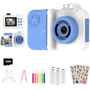 MISIRUN Macchina fotografica bambini istantanea,Regalo di Natale e Compleanno per giochi Bambina 4 5 6 7 8 9 10 11 12 Anni, Fotocamera Digitale Selfie 1080P con 5 Rotoli di Carta Termica e Scheda da 32GB