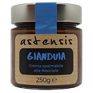 ASTENSIS Crema Spalmabile Gianduia Artigianale - Cacao e Nocciola - 250 grammi - Cioccolato - Adatta Per Dolci, Colazioni, Prodotti di Pasticceria.
