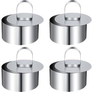 Xrten 4 Pezzi Anello di Mousse,Stampi per Torte in Acciaio Inox,Anello Dessert Tondo,Coppapasta Professionali,Coppapasta,Anello per Torte Adatto,Strumento di Pasticceria 7,9cm di Diametro