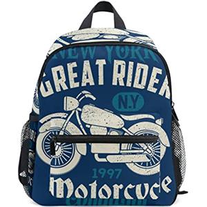 BEUSS Moto Retrò Cartone Animato Zaino per Asilo Nido Prescolare Bambini Studente Bookbag Zainetti per Viaggio Ragazze Ragazzi 2-7 Anni Capretto