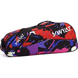 Unistrengh Borsa Tennis con Scomparto Scarpe 2-3 Racchette Rossa, Borsone Tennis Badminton per Uomo Donna, Custodia Porta Racchetta Badminton Grande con Tracolla Regolabile, Borsa Palestra Sportiva