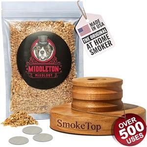 Middleton Mixology SmokeTop Kit per Fumatori di Cocktail - Affumicatore per Bevande al Camino Vecchio Stile per Cocktail, Whisky e Bourbon - (Ciliegia)