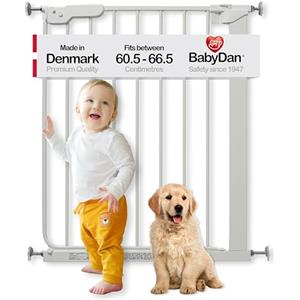 BabyDan Esbjerg, Cancelletto a pressione extra sottile, 60,5-66 cm, Cancelletto per bambini, bianco, Made in Denmark - (Cancelletto per animali/cane)