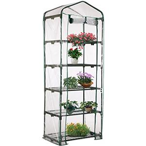 Pomurom Copertura per serra senza scaffale, porta arrotolabile, casetta da giardino, serra per pomodori e verdure, copertura in PVC trasparente per giardino, balcone, serra in pellicola