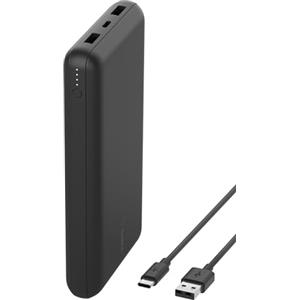 Belkin Caricabatterie portatile USB-C 20K, power bank 20000mAh con ingresso/uscita Type-C, 2 porte USB-A e cavo da USB-C a USB-A incluso per iPhone, Galaxy, iPad, Pixel, AirPods - Nero