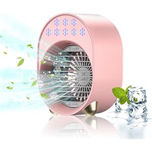 Bseical Ventilatore Raffrescatore Ad Acqua, Mini Ventilatore USB Evaporazione Depuratore, Climatizzatore Portatile Silenzioso, Ventilatore Portatile Ricaricabile, Humidifier Air Potente 3 Velocità 3600 mAh