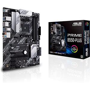 Asus Prime B550 Plus, Scheda Madre Atx Amd B550 Ryzen Am4, Pcie 4.0, Doppio M.2, 1 Gb Lan, Hdmi, Dp, Sata 6 Gbps, Usb 3.2 Gen 2 Type A E Type C, Connettori Aura Sync Rgb, Nero