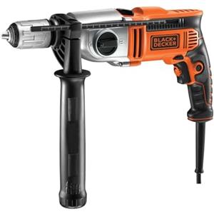 BLACK+DECKER, Trapano a percussione 1100W a 2 velocità meccaniche in valigetta. KR1102K