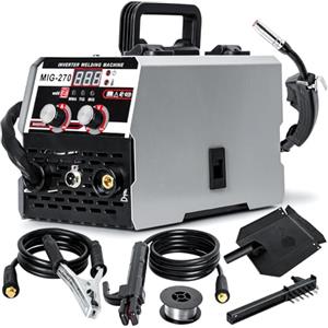 Chiusuet Saldatrice a filo di riempimento, senza gas, 20 - 250 A, 220 V, saldatrice 3 in 1 MIG/ARC/Lift TIG, con inverter da 140 Ampere, filo, pistola per saldatura MIG per la lavorazione dei metalli