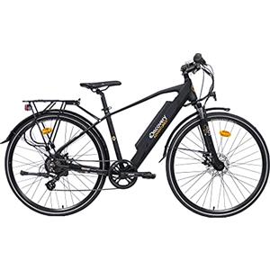 Discovery E-Bike a Pedalata Assisita, Trekking Bike Con Ruote e Forcella Ammortizzata, Cambio Shimano 7 Velocità, Nero Opaco, 28