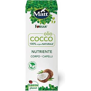 Matt Forsan, Olio di Cocco, Nutriente per Corpo e Capelli, Azione Dermoprotettiva ed Emolliente per la Pelle Secca, Come Doposole o Ristrutturante per Capelli, Puro 100% di Origine Naturale, 100 ml