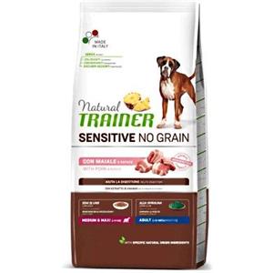 Natural Trainer Cibo per Cani Adulti Medium&Maxi No Grain Monoproteico con Maiale e Patate - 3kg