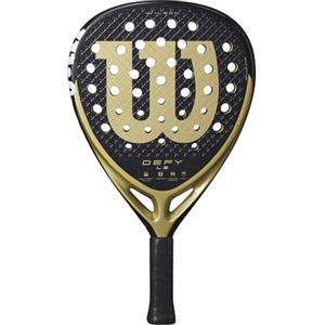 Wilson Racchetta da Padel Defy LS V1, Offre Un Effetto Dinamico e una Sensazione Confortevole, Telaio Leggero e Design Aerodinamico Per una Potenza Esplosiva, Colore: Nero/Oro, Taglia: 2