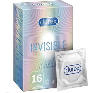 Durex Preservativi invisibili - Preservativi extra sottili per una sensazione intensa durante il fare l'amore (extra sensibili, 16 preservativi)