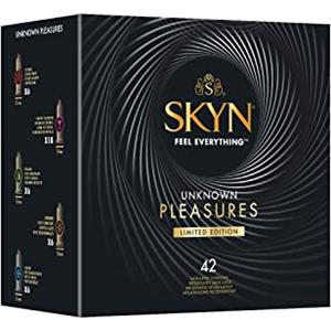 SKYN Unknown Pleasures Plus - Preservativi Senza Lattice in Poliisoprene - Compatibili con Lubrificanti, 42 Pezzi