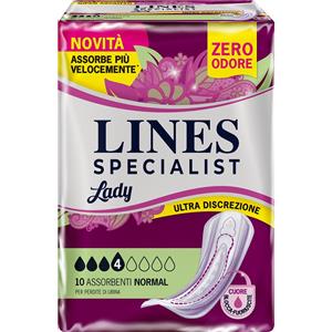 FATER SpA Assorbenti Lines Specialist Lady Normal - 10 Pezzi, Sottile e Assorbente con Tecnologia Ultra&Anatomy