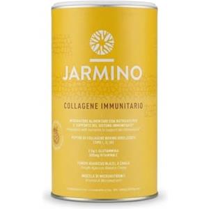 JARMINO Idrolizzato di collagene con L-Glutammina - Rafforza il sistema immunitario | Vitamina C, D, Selenio, Zinco, Zenzero, Sambuco, Funghi vitali | 450 g di polvere di glutammina | JARMINO